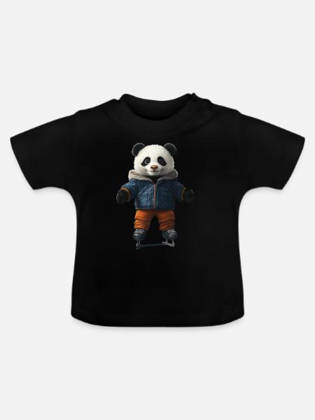 Panda - Baby Bio-T-Shirt mit Rundhals - Schwarz