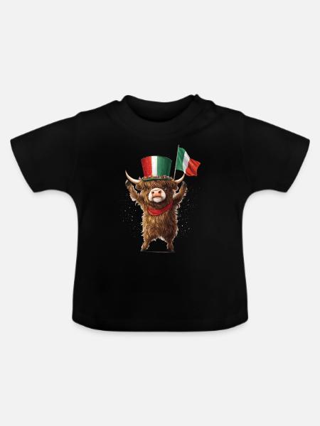 Hochlandrind - Baby Bio-T-Shirt mit Rundhals - Schwarz