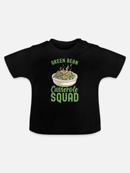 Grüne Bohnen Auflauf - Baby Bio-T-Shirt mit Rundhals - Schwarz