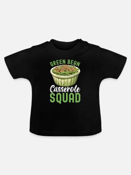 Grüne Bohnen Auflauf - Baby Bio-T-Shirt mit Rundhals - Schwarz