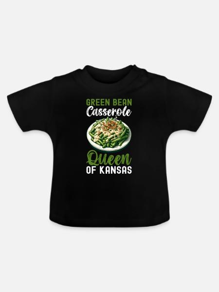 Grüne Bohnen Auflauf - Baby Bio-T-Shirt mit Rundhals - Schwarz