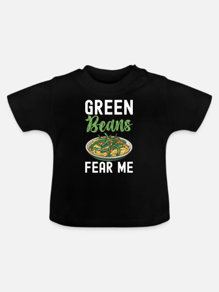 Grüne Bohnen Auflauf - Baby Bio-T-Shirt mit Rundhals - Schwarz