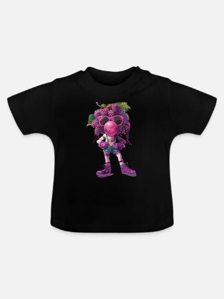 Trauben - Baby Bio-T-Shirt mit Rundhals - Schwarz