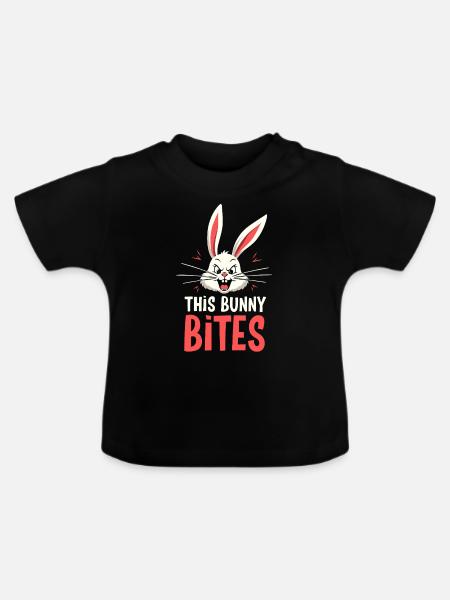 Mürrischer Hase Sarkastisches Tierdesign - Baby Bio-T-Shirt mit Rundhals - Schwarz