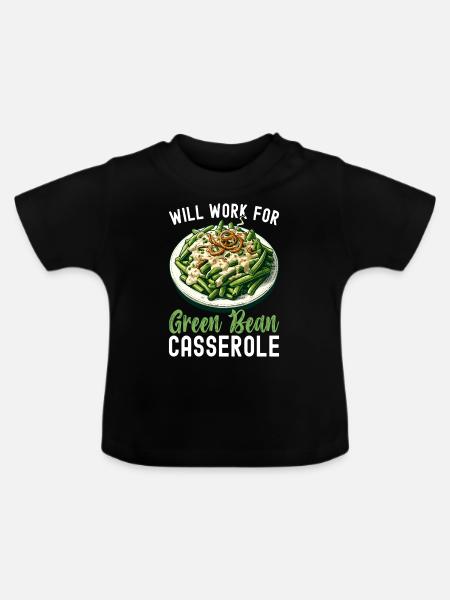 Grüne Bohnen Auflauf - Baby Bio-T-Shirt mit Rundhals - Schwarz