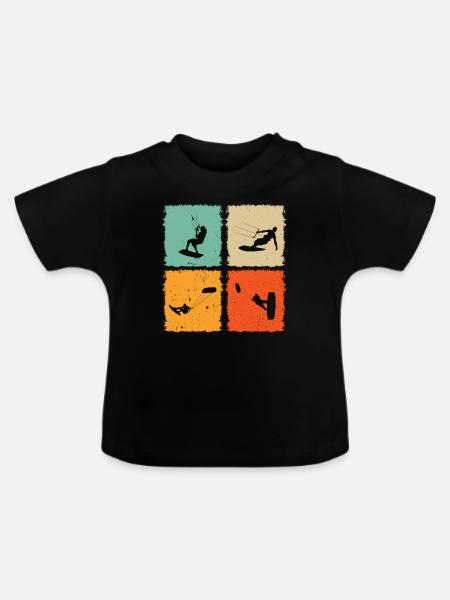 Kitesurfing Silhouette Kitesurfer Kiteboarding - Baby Bio-T-Shirt mit Rundhals - Schwarz