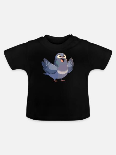 Tauben Taube - Baby Bio-T-Shirt mit Rundhals - Schwarz