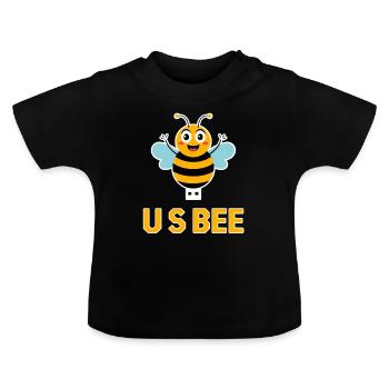 USBEE Bee avec clé USB - T-shirt bio col rond Bébé - noir - Devant