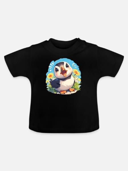 Papageientaucher - Baby Bio-T-Shirt mit Rundhals - Schwarz