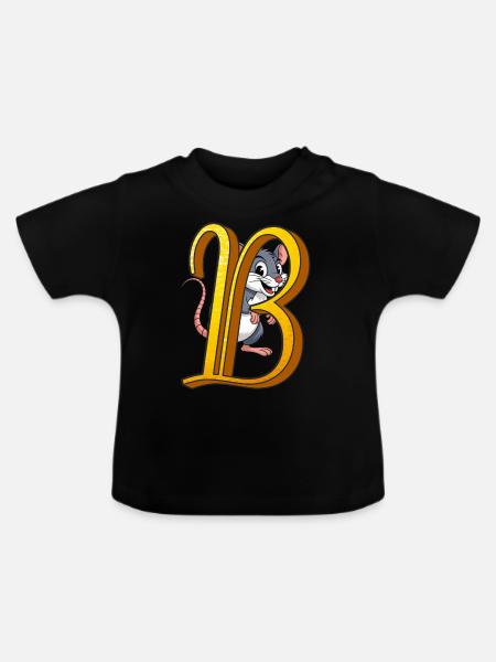 BUCHSTABE B - Baby Bio-T-Shirt mit Rundhals - Schwarz