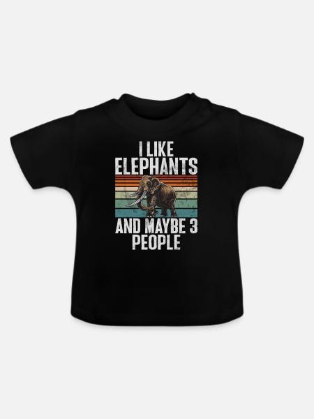 Elephant Lovers Gifts - Baby Bio-T-Shirt mit Rundhals - Schwarz