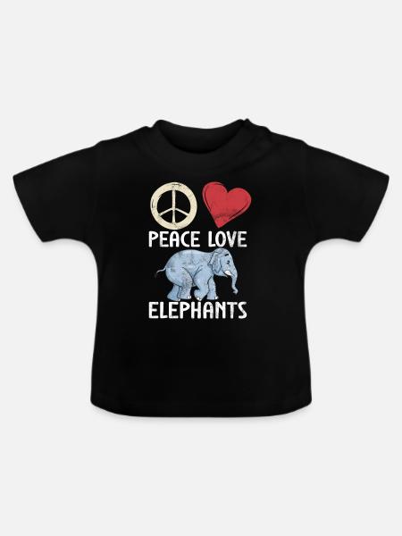 Elephant Lovers Gifts - Baby Bio-T-Shirt mit Rundhals - Schwarz
