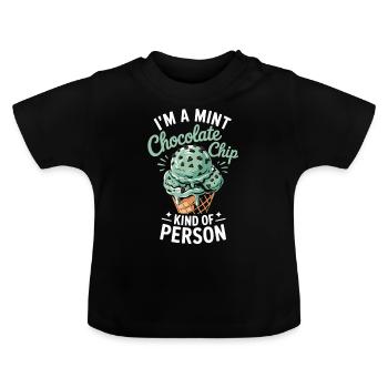 Minze Schokoladen Eiscreme Fan - Baby Bio-T-Shirt mit Rundhals - Schwarz - Vorne