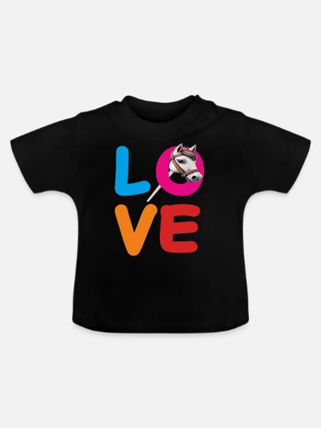 LOVE STECKENPFERD - Baby Bio-T-Shirt mit Rundhals - Schwarz