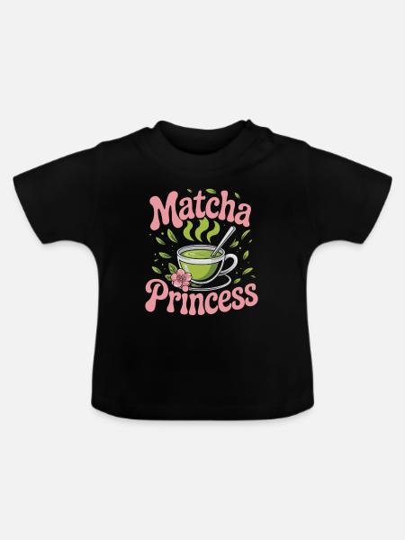 Matcha princess - Baby Bio-T-Shirt mit Rundhals - Schwarz