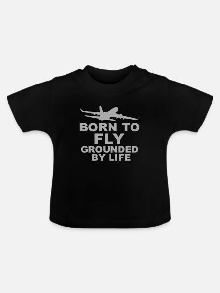 Geboren zum Fliegen - Baby Bio-T-Shirt mit Rundhals - Schwarz