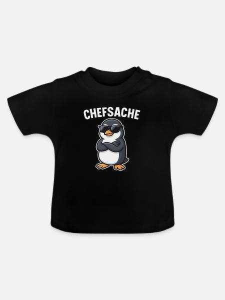 Chefsache Pinguin - Baby Bio-T-Shirt mit Rundhals - Schwarz