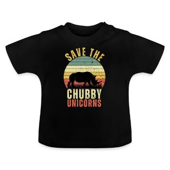 Rettet die molligen Einhörner - Baby Bio-T-Shirt mit Rundhals - Schwarz - Vorne