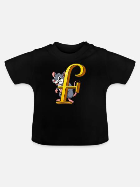 BUCHSTABE F - Baby Bio-T-Shirt mit Rundhals - Schwarz