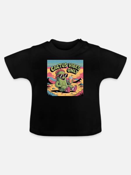 Cactus Vibes Only - Baby Bio-T-Shirt mit Rundhals - Schwarz