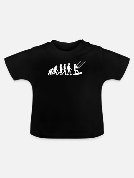 Kitesurfing Evolution Kitesurfer Kiteboarding - Baby Bio-T-Shirt mit Rundhals - Schwarz