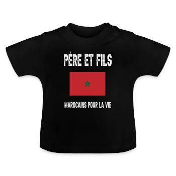 père et fils papa marocain maroc fêtes des pères - T-shirt bio col rond Bébé - noir - Devant