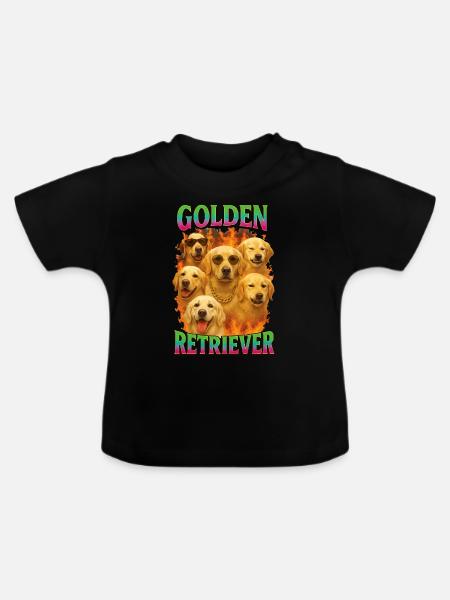 Golden Retriever - Baby Bio-T-Shirt mit Rundhals - Schwarz