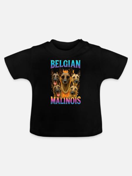 Belgischer Malinois - Baby Bio-T-Shirt mit Rundhals - Schwarz