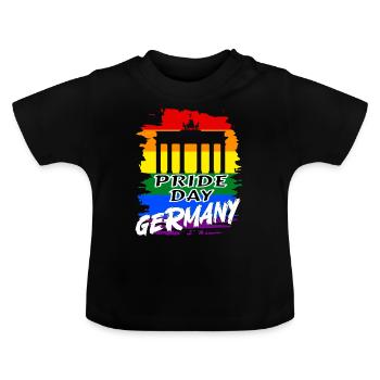 Pride Day Germany LGBTQ+ Rainbow - Baby Organic T-Shirt with Round Neck - black - Front