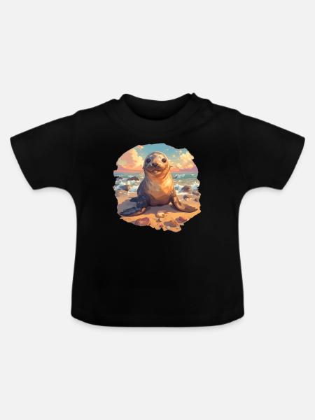 Seelöwen Seelöwe - Baby Bio-T-Shirt mit Rundhals - Schwarz