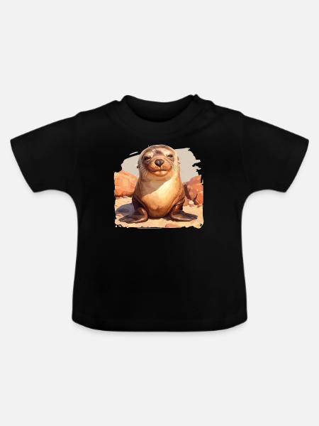 Seelöwen Seelöwe - Baby Bio-T-Shirt mit Rundhals - Schwarz