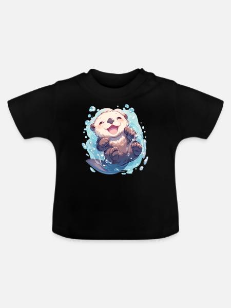 Seeotter - Baby Bio-T-Shirt mit Rundhals - Schwarz