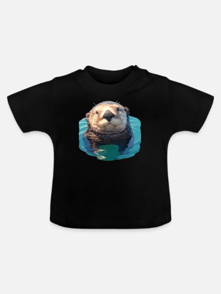 Seeotter - Baby Bio-T-Shirt mit Rundhals - Schwarz