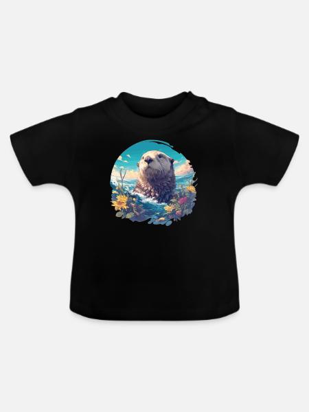 Seeotter - Baby Bio-T-Shirt mit Rundhals - Schwarz