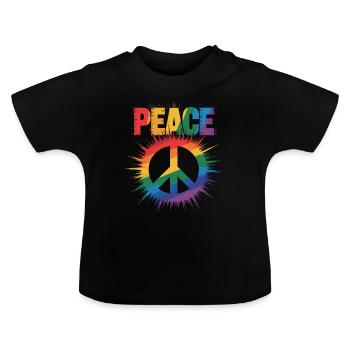 Peace Rainbow Queer LGBTQ+ Pride Day - Baby Organic T-Shirt with Round Neck - black - Front