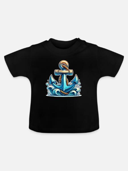 Anker - Baby Bio-T-Shirt mit Rundhals - Schwarz
