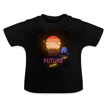 Die Zukunft ist jetzt - Baby Bio-T-Shirt mit Rundhals - Schwarz - Vorne
