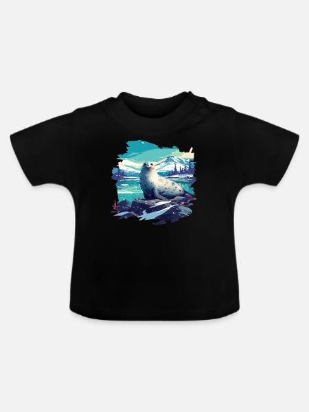 Robben Robbe - Baby Bio-T-Shirt mit Rundhals - Schwarz