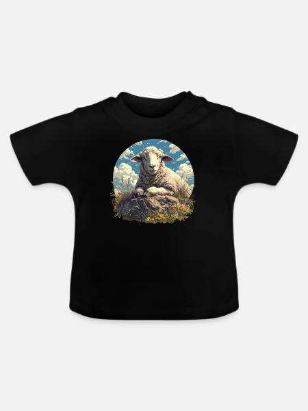 Schafe Schaf - Baby Bio-T-Shirt mit Rundhals - Schwarz