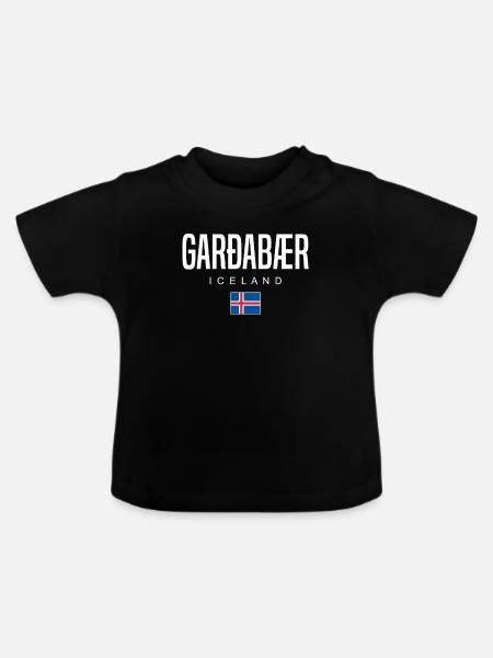 Garðabær Island - Baby Bio-T-Shirt mit Rundhals - Schwarz