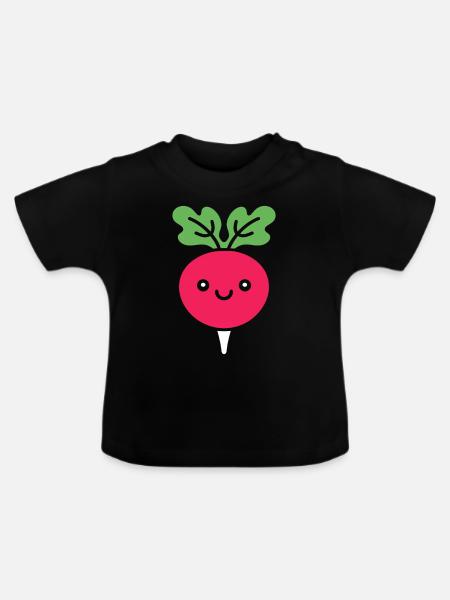 Radieschen - Baby Bio-T-Shirt mit Rundhals - Schwarz