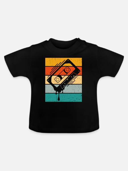 Tropfkassette Retro - Baby Bio-T-Shirt mit Rundhals - Schwarz