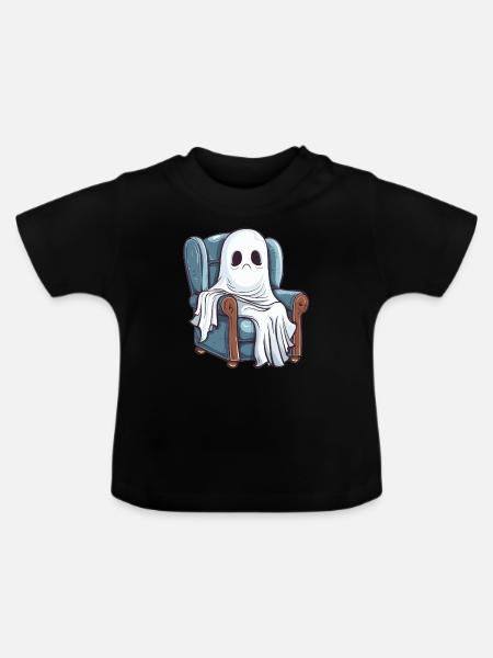 Geist auf Sessel - Baby Bio-T-Shirt mit Rundhals - Schwarz