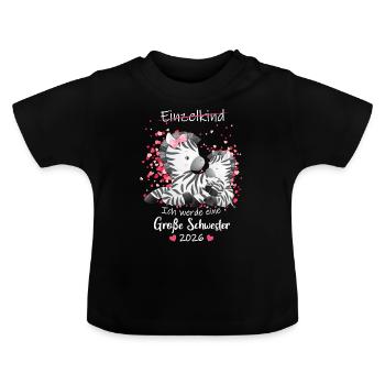 Nachwuchs Verkünden Ich Werde Große Schwester 2026 - Baby Bio-T-Shirt mit Rundhals - Schwarz - Vorne