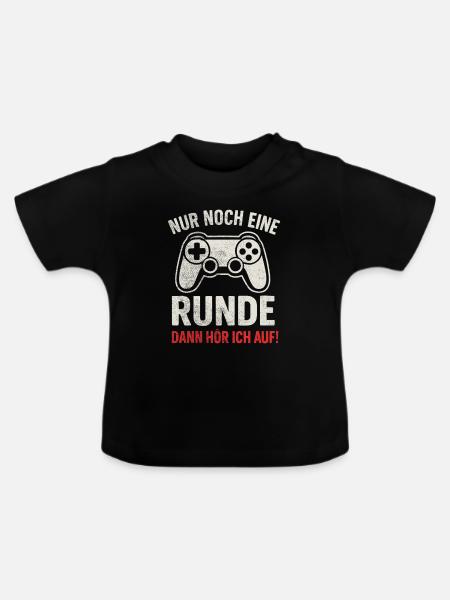 Nur noch eine Runde Gaming - Baby Bio-T-Shirt mit Rundhals - Schwarz