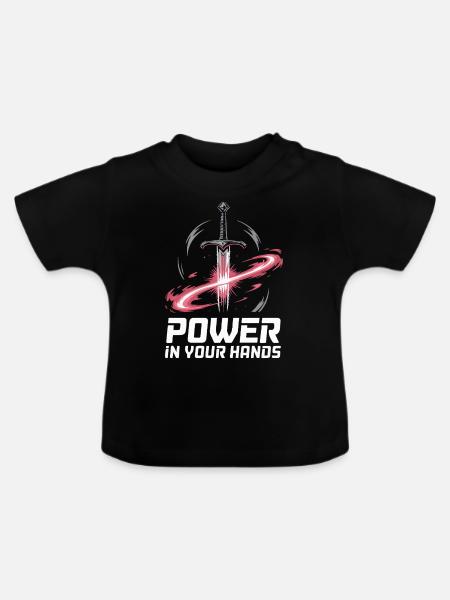 MACHT IN IHREN HÄNDEN - Baby Bio-T-Shirt mit Rundhals - Schwarz