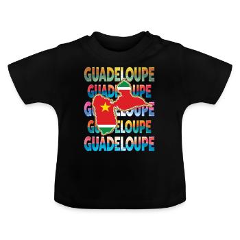 Carte de la guadeloupe - cadeau souvenir 971 gwada - T-shirt bio col rond Bébé - noir - Devant