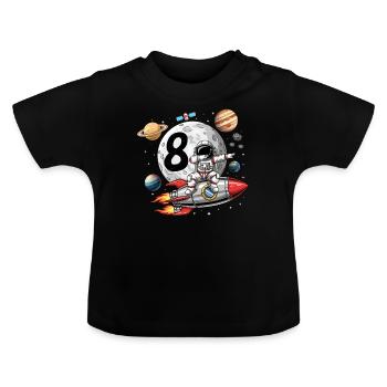 Astronaut 8 Jahre Alt - Baby Bio-T-Shirt mit Rundhals - Schwarz - Vorne