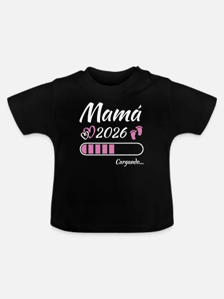 Werdende Mutter 2026 Loading - Baby Bio-T-Shirt mit Rundhals - Schwarz