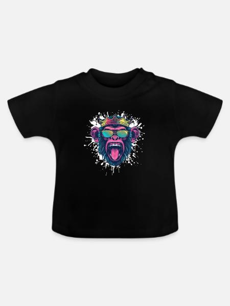 Affe Lustig - Baby Bio-T-Shirt mit Rundhals - Schwarz